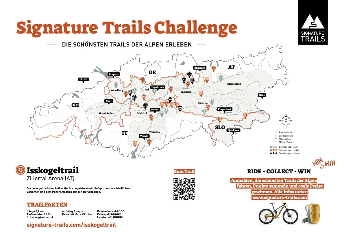 13 Signature Trails Karte Isskogeltrail Zillertal Arena